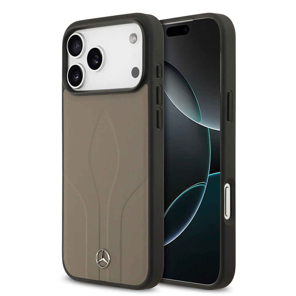 iPhone 17 Pro Max Kılıf Mercedes Benz Orijinal Lisanslı M-safe Şarj Özellikli Dokulu Desenli Deri Kılıf
