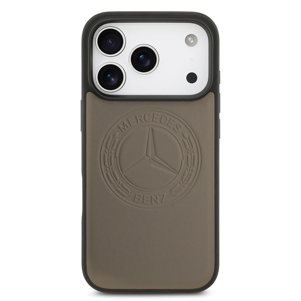 iPhone 17 Pro Max Kılıf Mercedes Benz Orijinal Lisanslı M-safe Şarj Özellikli Hakiki Deri Nostaljik Yıldız Dizayn Kılıf