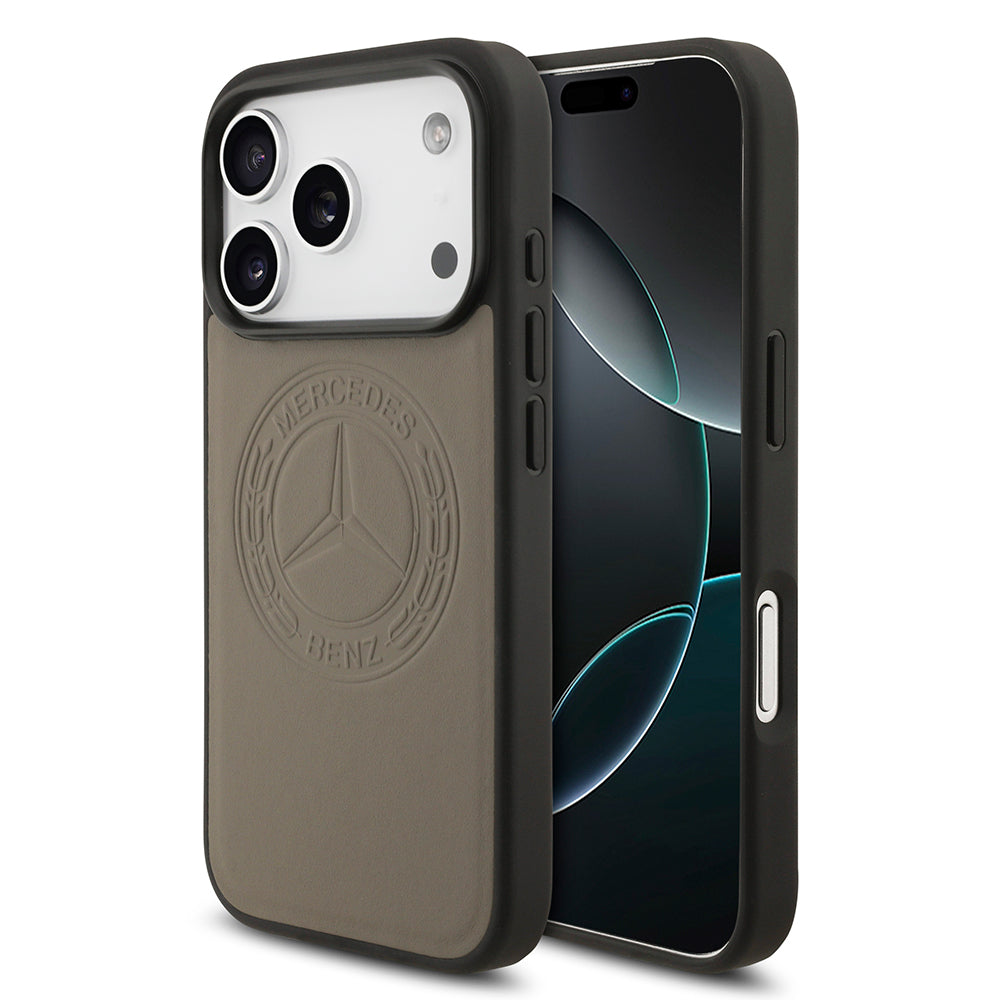 iPhone 17 Pro Max Kılıf Mercedes Benz Orijinal Lisanslı M-safe Şarj Özellikli Hakiki Deri Nostaljik Yıldız Dizayn Kılıf