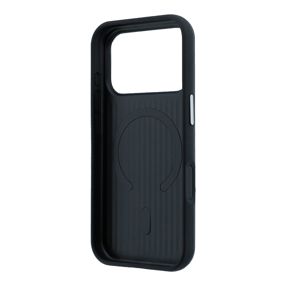 iPhone 17 Pro Max Kılıf Mercedes Benz Orijinal Lisanslı M-safe Şarj Özellikli Metal Yıldız Logolu Çizgili Deri Kılıf