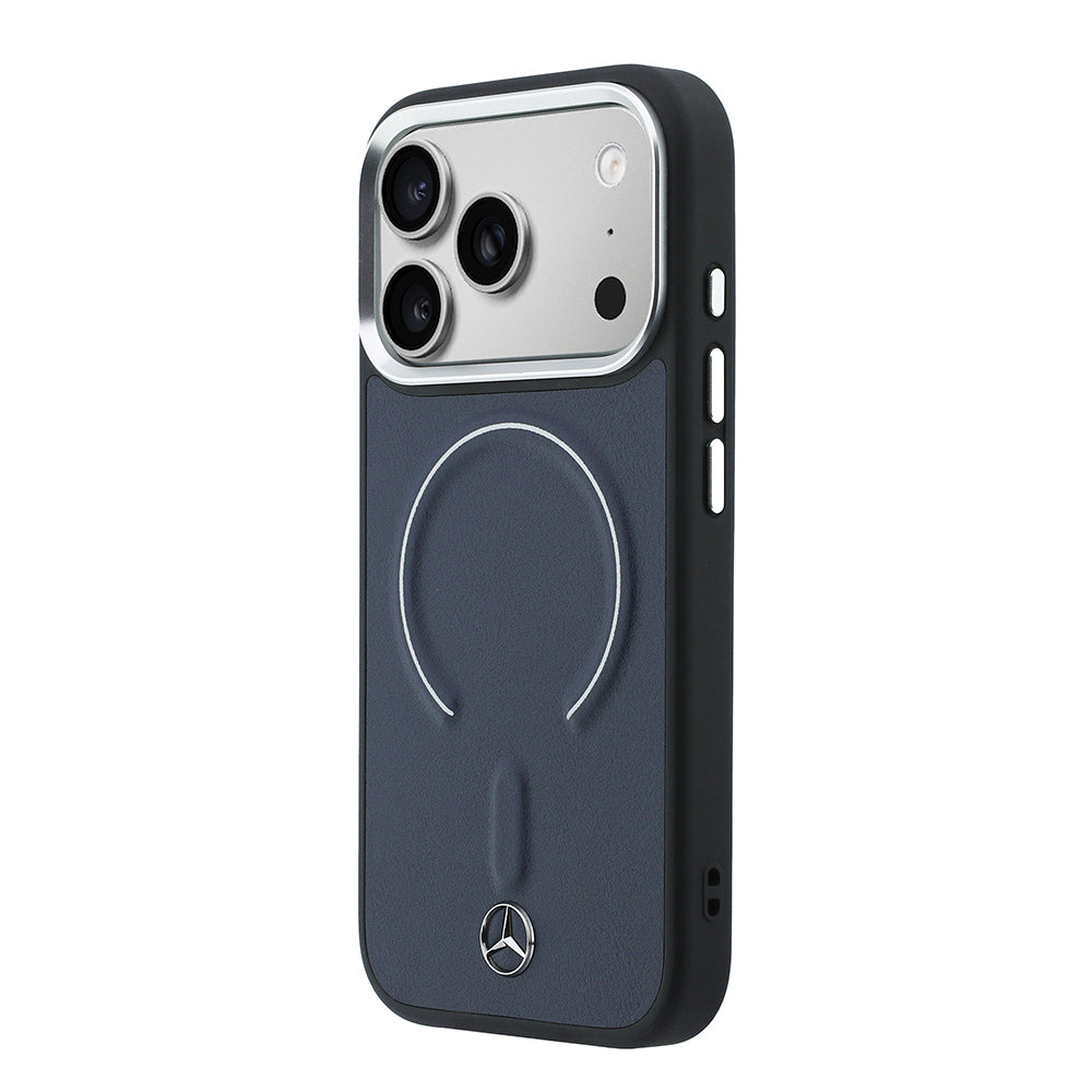 iPhone 17 Pro Max Kılıf Mercedes Benz Orijinal Lisanslı M-safe Şarj Özellikli Metal Yıldız Logolu Kabartmalı Deri Kılıf