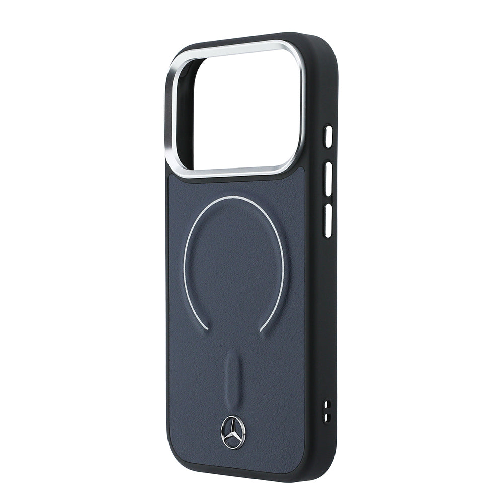 iPhone 17 Pro Max Kılıf Mercedes Benz Orijinal Lisanslı M-safe Şarj Özellikli Metal Yıldız Logolu Kabartmalı Deri Kılıf