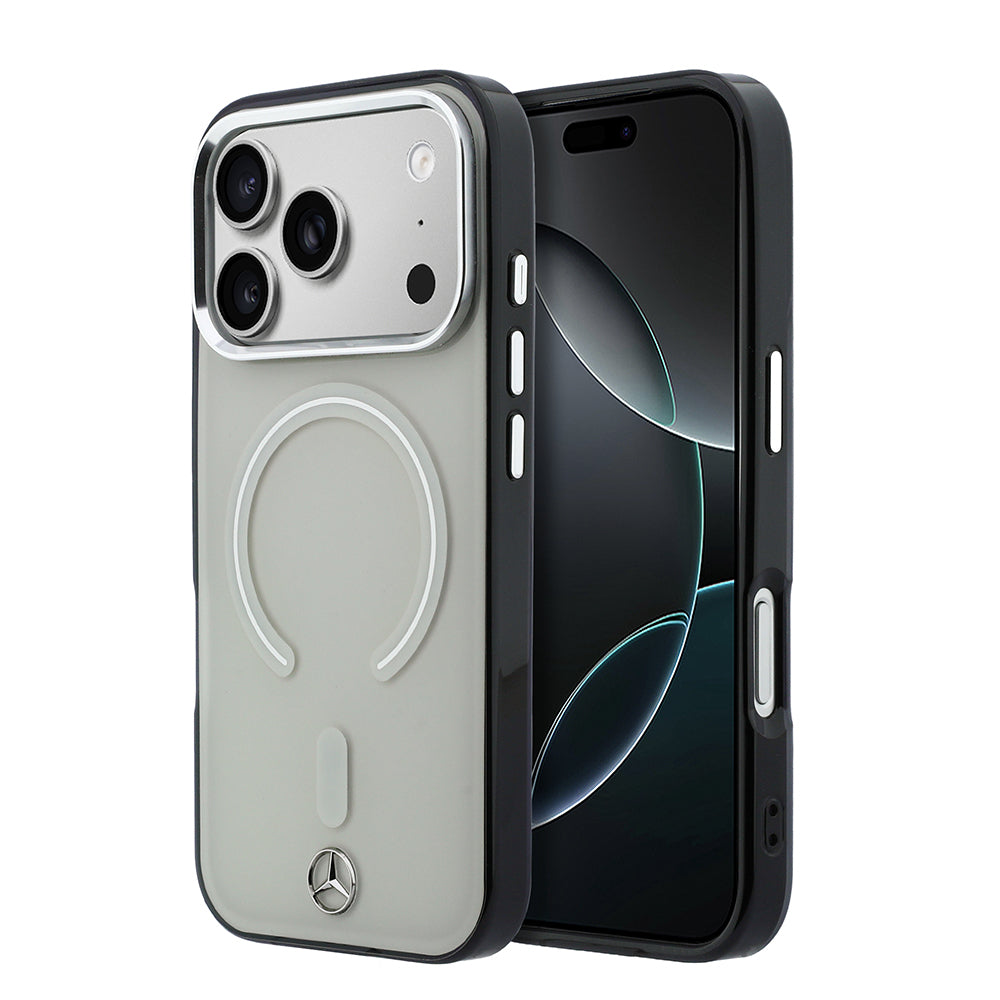 iPhone 17 Pro Max Kılıf Mercedes Benz Orijinal Lisanslı M-safe Şarj Özellikli Saydam Yüzey İkonik 3D Metal Logolu Kılıf