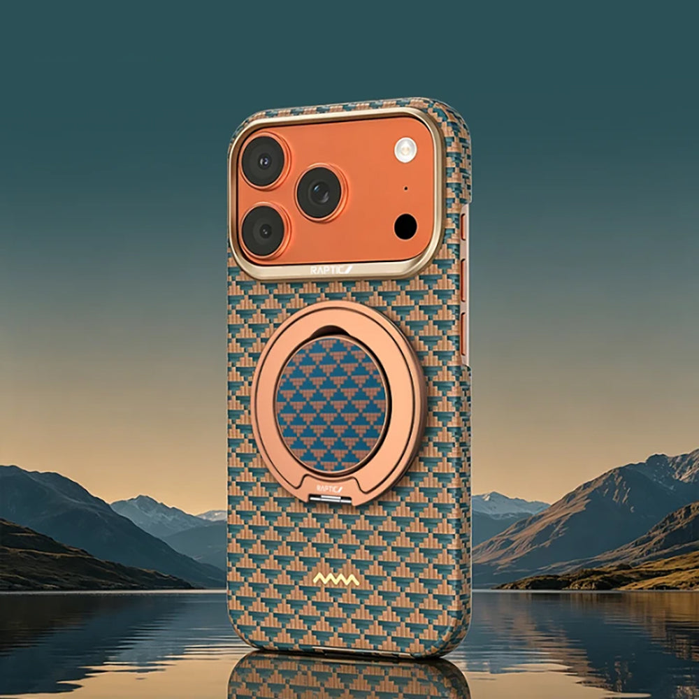 iPhone 17 Pro Max Kılıf Raptic 2in1 Bundle Kit Aramid Skin Destiny Serisi Stand ve Karbon Kılıf