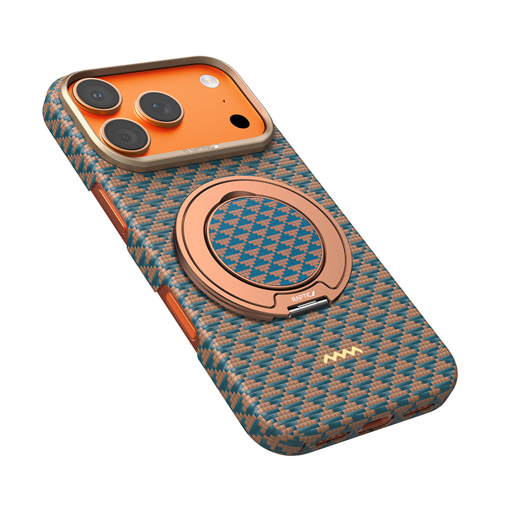 iPhone 17 Pro Max Kılıf Raptic 2in1 Bundle Kit Aramid Skin Destiny Serisi Stand ve Karbon Kılıf