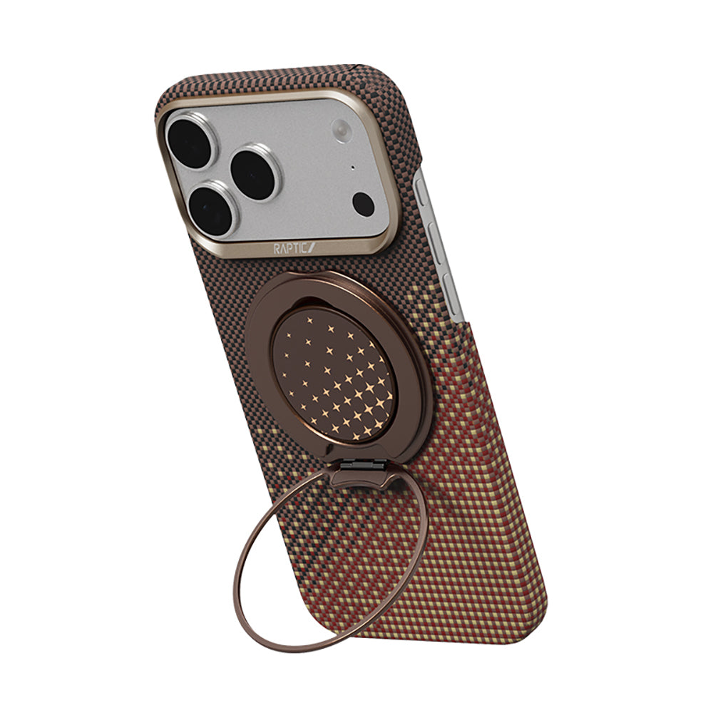 iPhone 17 Pro Max Kılıf Raptic 2in1 Bundle Kit Aramid Skin Serenity Serisi Stand ve Karbon Kılıf