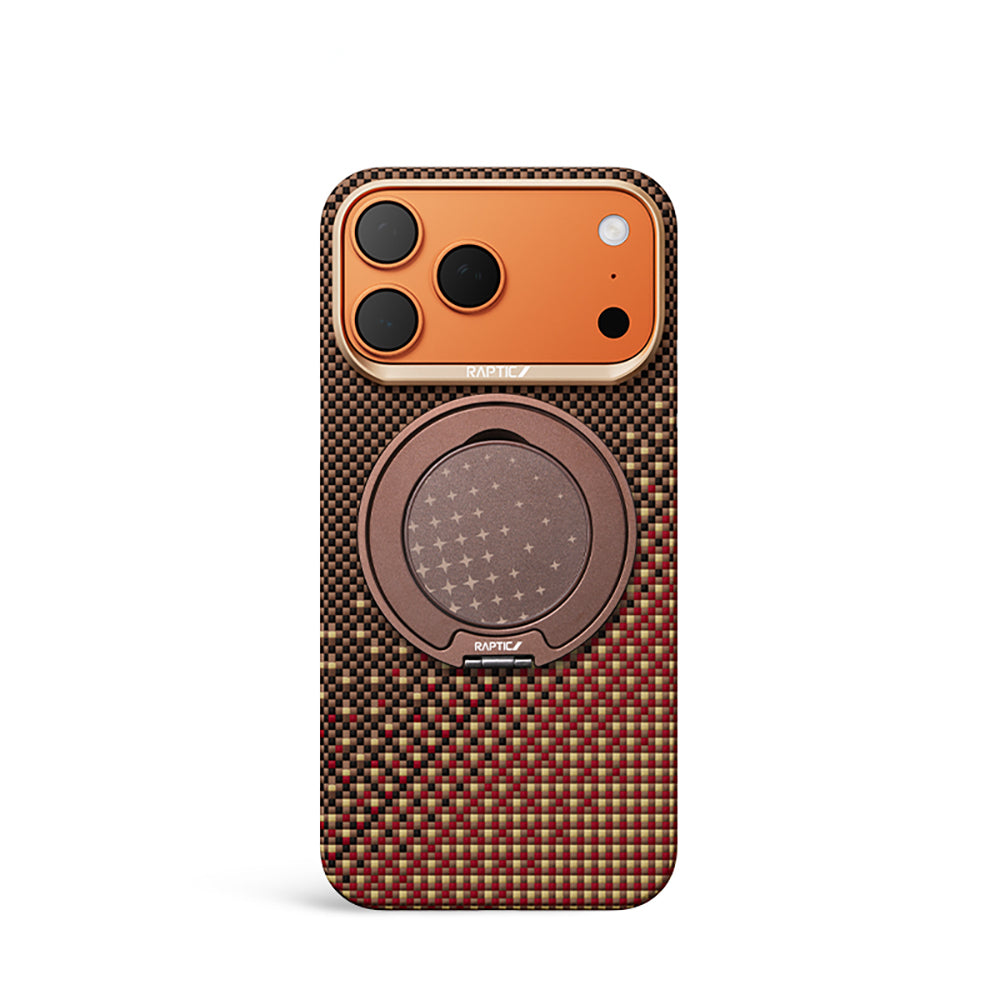 iPhone 17 Pro Max Kılıf Raptic 2in1 Bundle Kit Aramid Skin Serenity Serisi Stand ve Karbon Kılıf