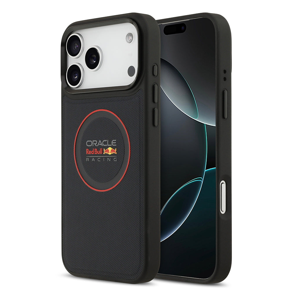 iPhone 17 Pro Max Kılıf Redbull Orijinal Lisanslı M-safe Şarj Özellikli Kırmızı Halka ve Logo Kabartmalı PU Deri Kılıf