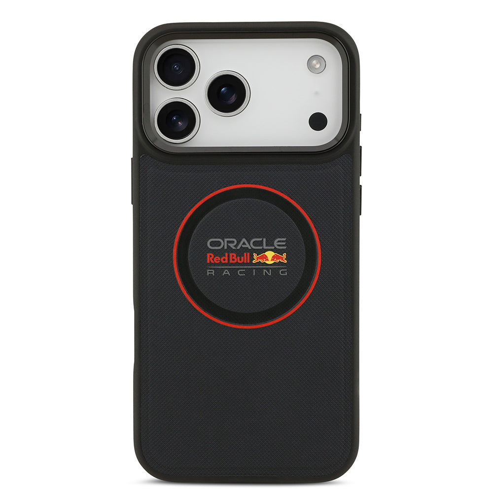 iPhone 17 Pro Max Kılıf Redbull Orijinal Lisanslı M-safe Şarj Özellikli Kırmızı Halka ve Logo Kabartmalı PU Deri Kılıf