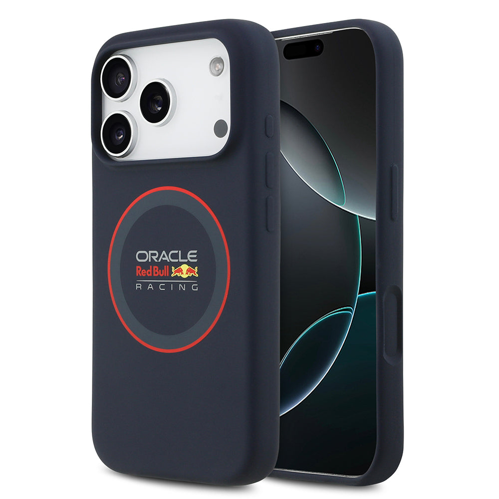 iPhone 17 Pro Max Kılıf Redbull Orijinal Lisanslı M-safe Şarj Özellikli Kırmızı Halka ve Logo Silikon Kılıf