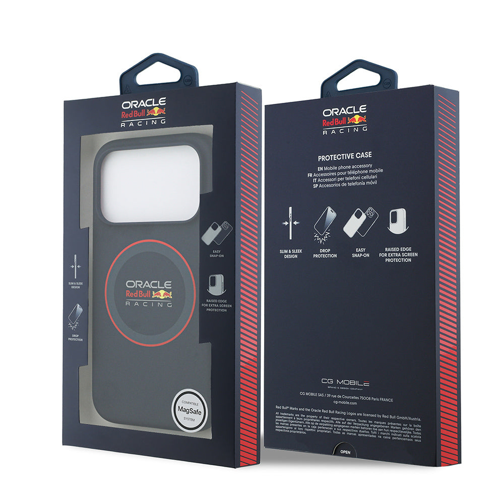 iPhone 17 Pro Max Kılıf Redbull Orijinal Lisanslı M-safe Şarj Özellikli Kırmızı Halka ve Logo Silikon Kılıf