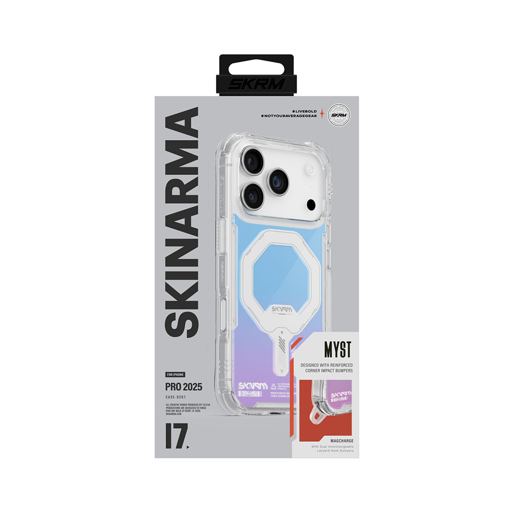 iPhone 17 Pro Max Kılıf Skinarma M-Safe Şarj Özellikli IML Baskılı Holografik MYST Kılıf