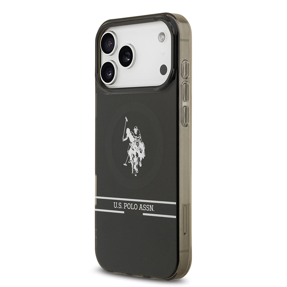 iPhone 17 Pro Max Kılıf U.S. Polo Assn. Orijinal Lisanslı M-safe Şarj Özellikli IML Double Horse Stripe Logolu Kılıf