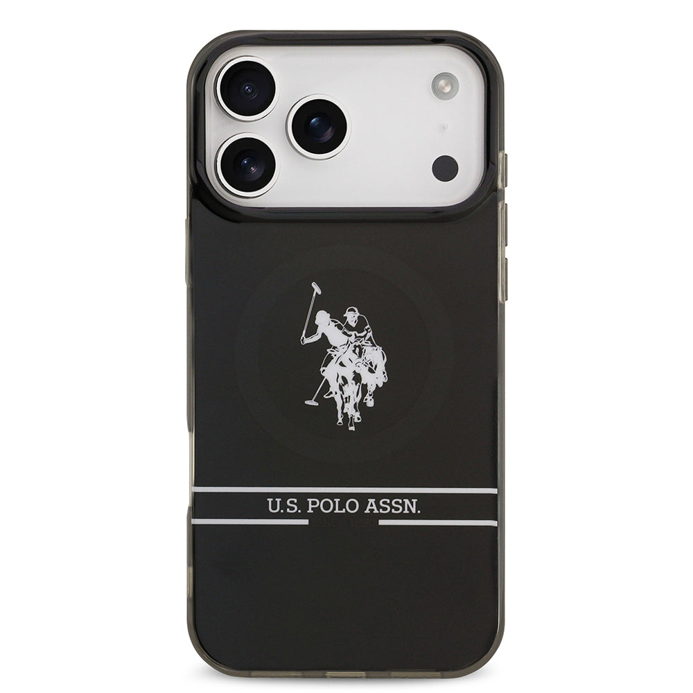 iPhone 17 Pro Max Kılıf U.S. Polo Assn. Orijinal Lisanslı M-safe Şarj Özellikli IML Double Horse Stripe Logolu Kılıf