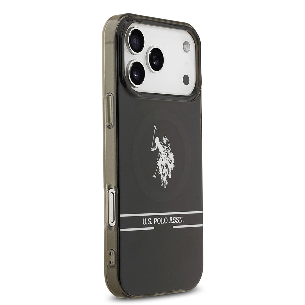 iPhone 17 Pro Max Kılıf U.S. Polo Assn. Orijinal Lisanslı M-safe Şarj Özellikli IML Double Horse Stripe Logolu Kılıf