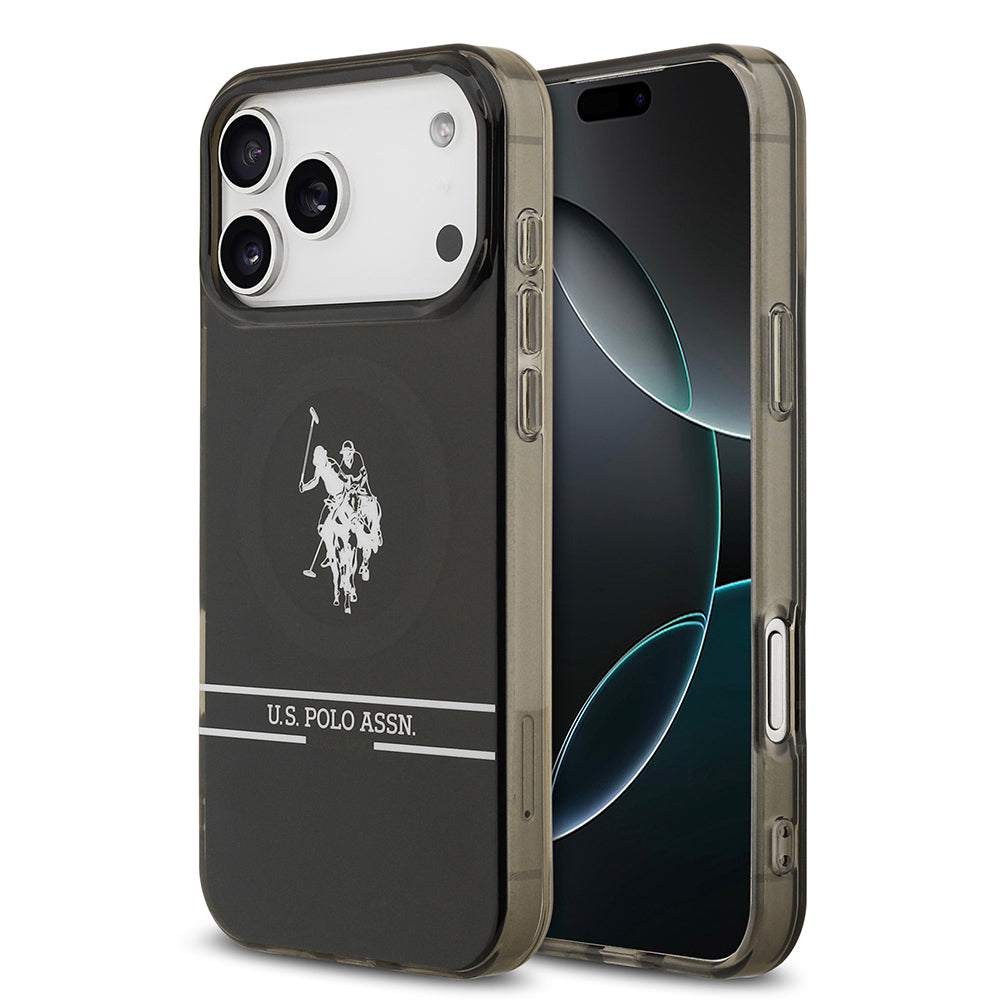iPhone 17 Pro Max Kılıf U.S. Polo Assn. Orijinal Lisanslı M-safe Şarj Özellikli IML Double Horse Stripe Logolu Kılıf
