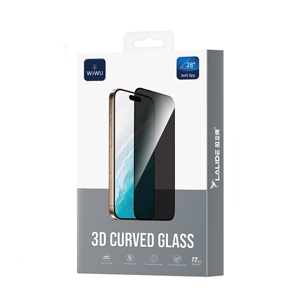 iPhone 17 Pro Max Wiwu LLD302 3D Curved iPrivacy Parmak İzi Bırakmayan Temperli Cam Ekran Koruyucu