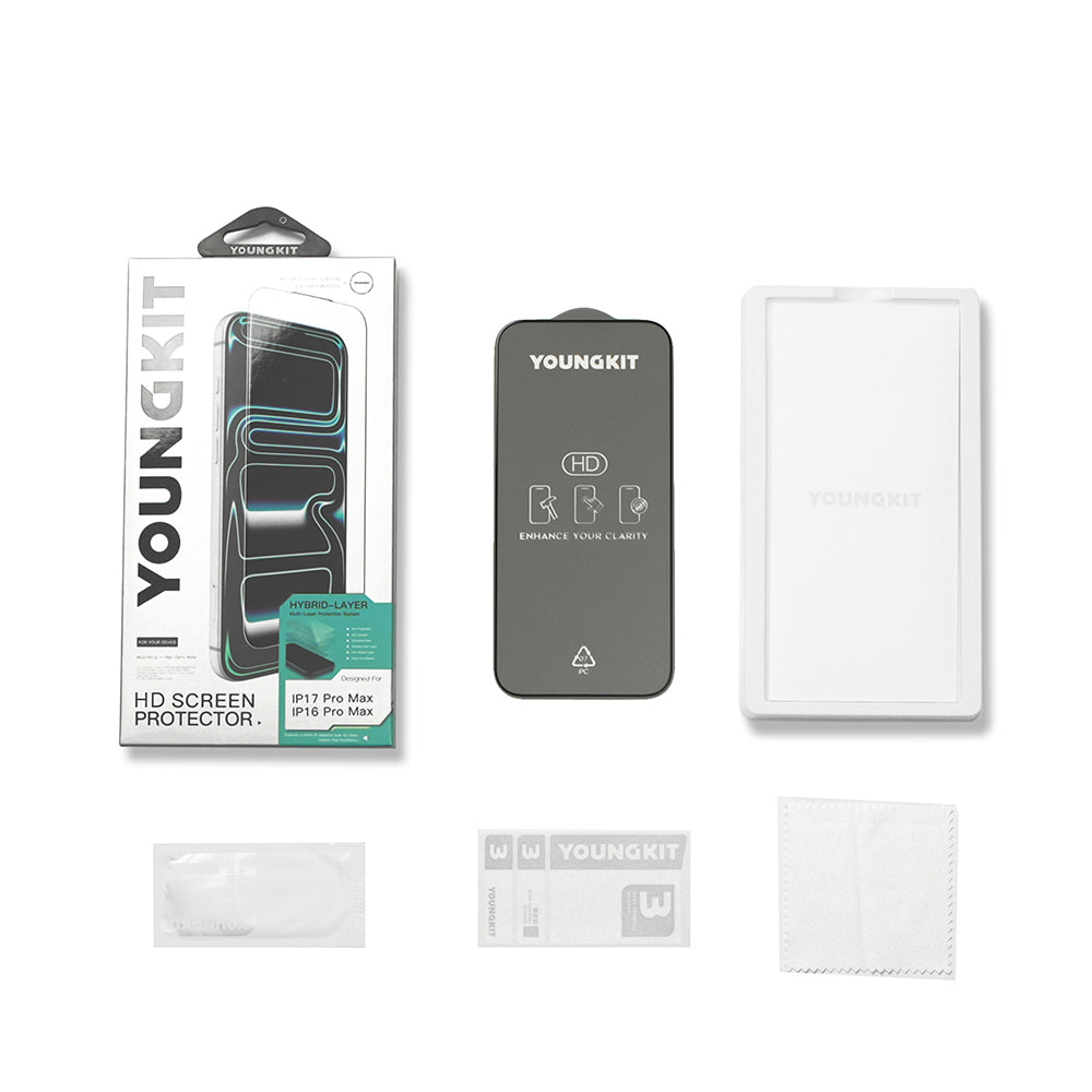 iPhone 17 Pro Max Youngkit 2.5D Parmak İzi Bırakmayan 0.33mm Temperli Cam Ekran Koruyucu