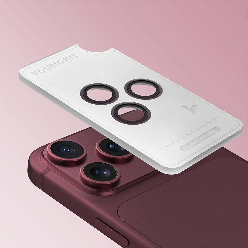 iPhone 17 Pro Max Youngkit Alloy Original Parlama Önleyici Kamera Lens Koruyucu + Kolay Uygulama Aparatlı