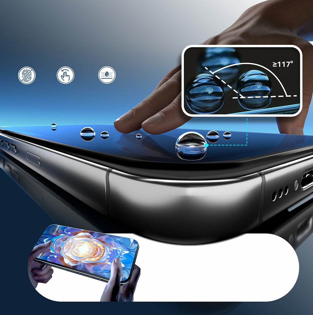 iPhone 17 Pro Mohseven Pure Safir Coating HD 3D Glue Temperli Cam Ekran Koruyucu