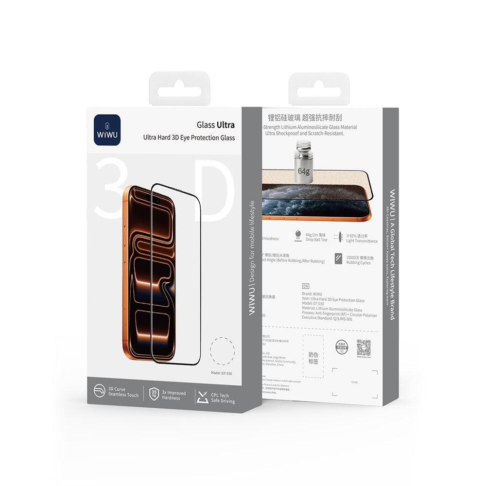 iPhone 17 Pro Wiwu GT-030 3D Çizilmeye Dayanıklı Temperli Cam Ekran Koruyucu