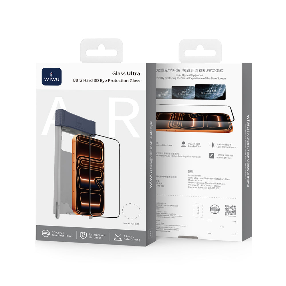 iPhone 17 Pro Wiwu GT-033 Glass Ultra Serisi 3D Anti Reflective Ekran Koruyucu Cam + Kolay Uygulama Aparatı