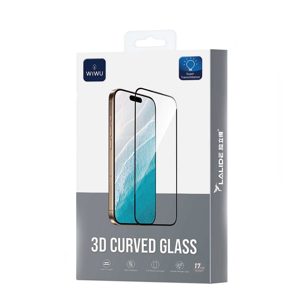 iPhone 17 Pro Wiwu LLD301 3D Curved Parmak İzi Bırakmayan Temperli Cam Ekran Koruyucu