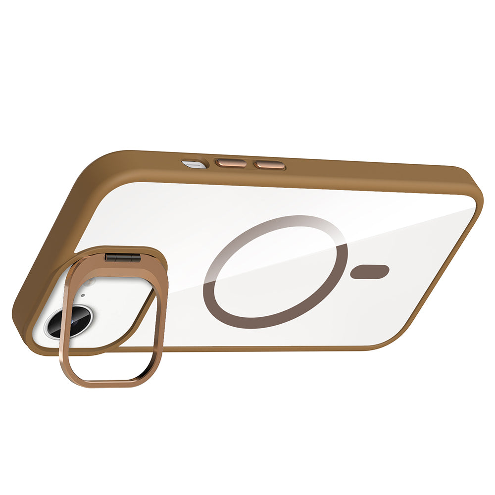 iPhone 17E Kılıf Standlı ve Kamera Lens Hediyeli M-Safe Şarj Özellikli Zore Etro Kılıf