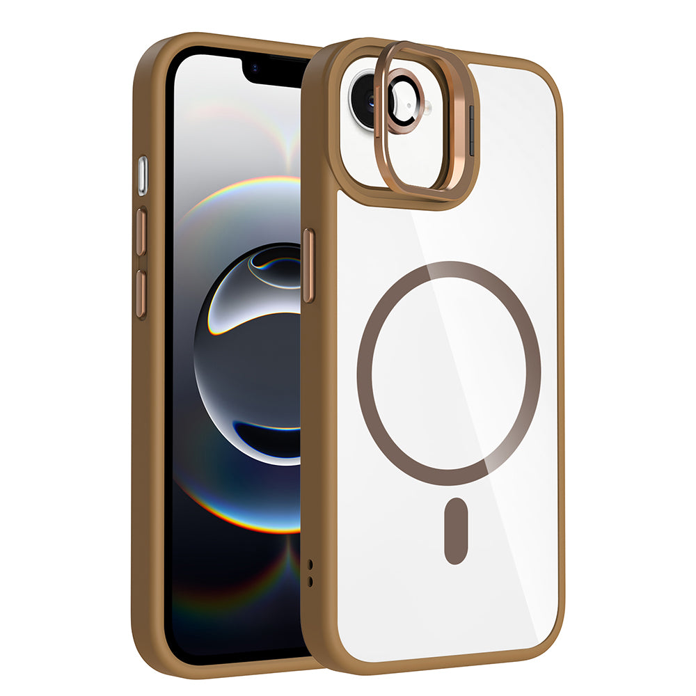 iPhone 17E Kılıf Standlı ve Kamera Lens Hediyeli M-Safe Şarj Özellikli Zore Etro Kılıf