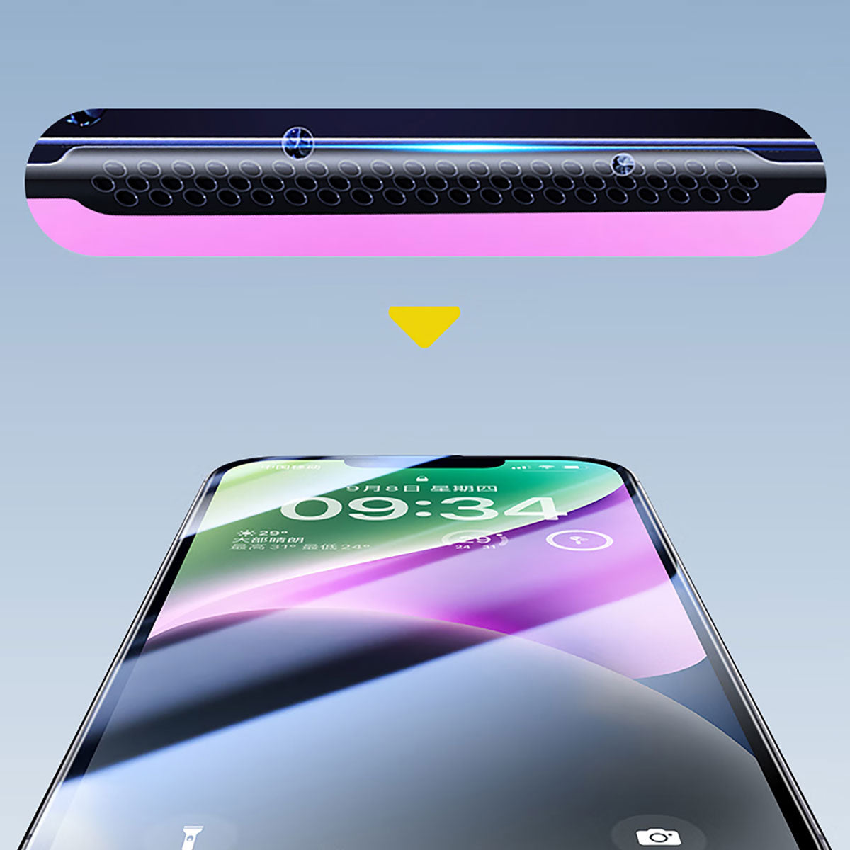 iPhone 17E Wiwu CZ-003 Mavi Işık Teknolojili Hidrofobik ve Oleofobik Parlama Önleyici Cam Ekran Koruyucu