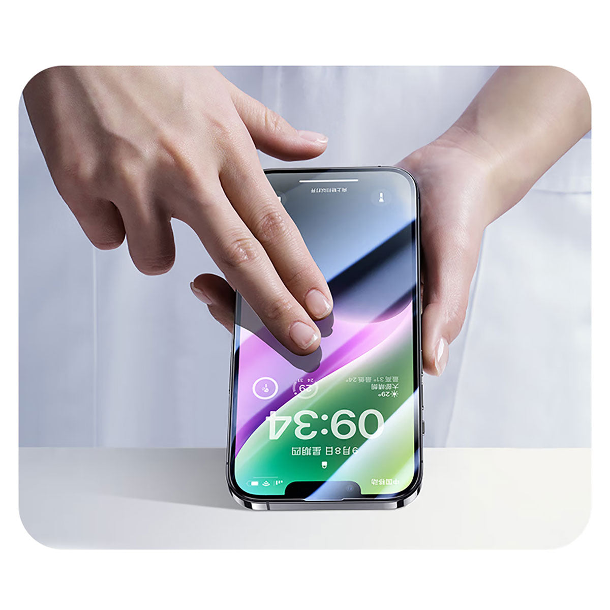 iPhone 17E Wiwu CZ-003 Mavi Işık Teknolojili Hidrofobik ve Oleofobik Parlama Önleyici Cam Ekran Koruyucu