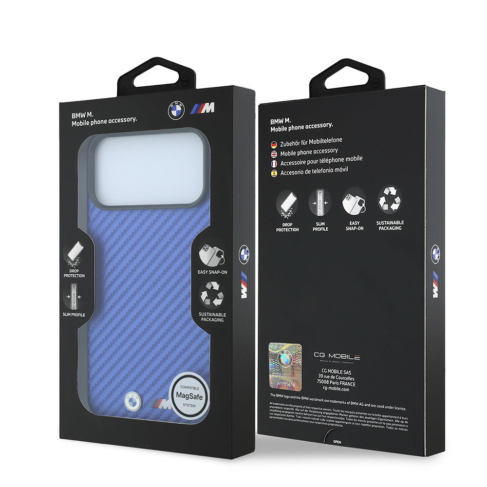 iPhone 18 Pro Kılıf BMW Orijinal Lisanslı M-safe Şarj Özellikli PU Karbon Tasarımlı Metal Logolu Kılıf
