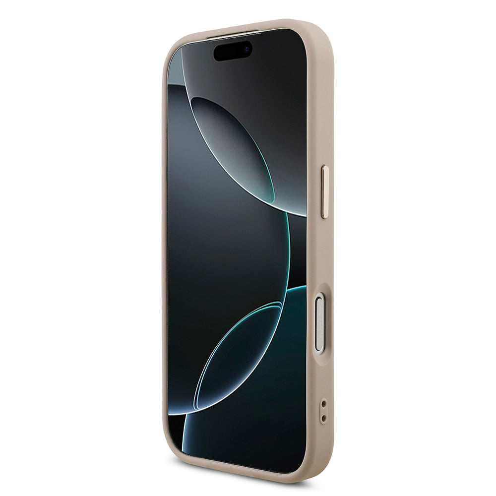 iPhone 18 Pro Kılıf Guess Orijinal Lisanslı Gold Metal Kamera Çerçeveli 4G Desenli Metal Büyük 4G ve Yazı Logolu Kılıf