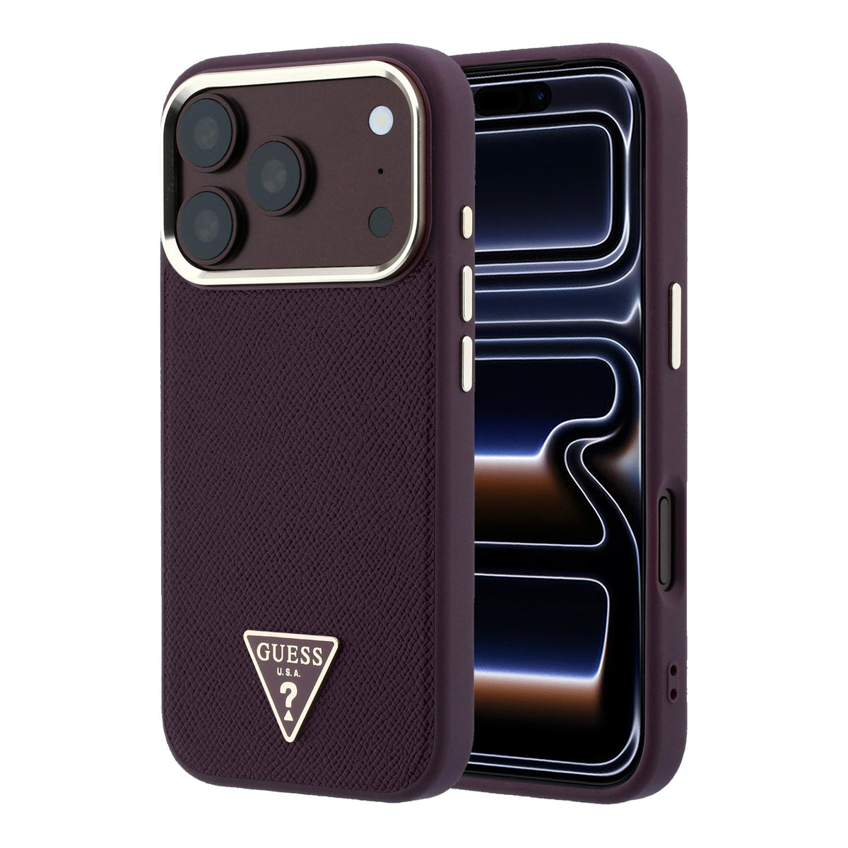 iPhone 18 Pro Kılıf Guess Orijinal Lisanslı M-safe Şarj Özellikli Grained Triangle Kılıf