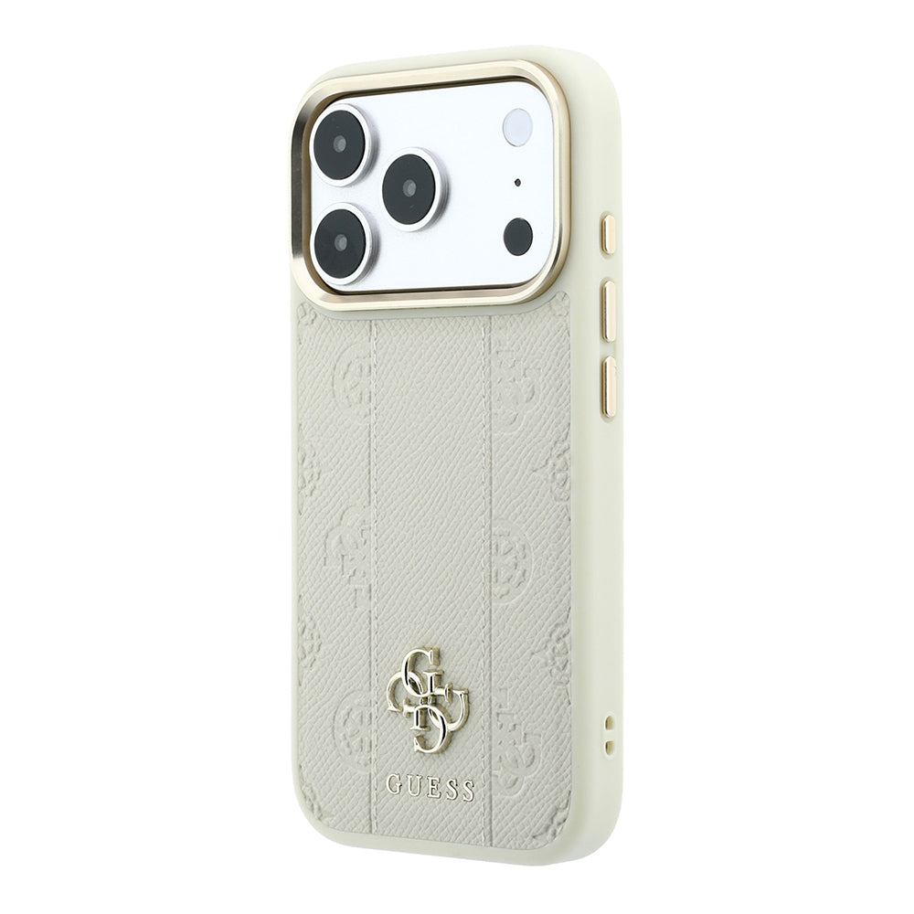 iPhone 18 Pro Kılıf Guess Orijinal Lisanslı M-safe Şarj Özellikli Şeritli Peony 4G ve Yazı Logolu Kılıf