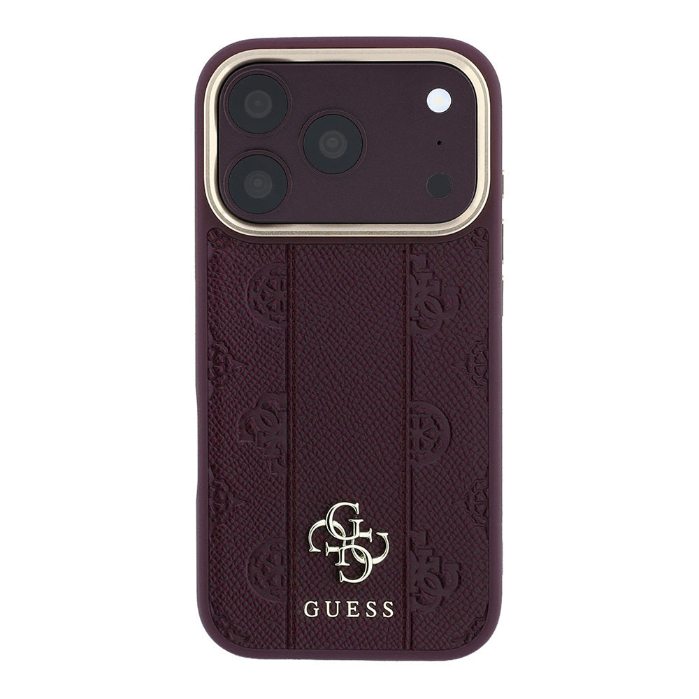 iPhone 18 Pro Kılıf Guess Orijinal Lisanslı M-safe Şarj Özellikli Şeritli Peony 4G ve Yazı Logolu Kılıf