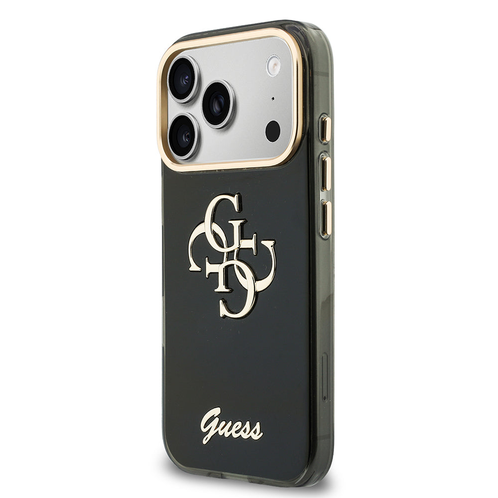 iPhone 18 Pro Kılıf Guess Orijinal Lisanslı Yazı ve 4G Büyük Metal Logolu Silikon Kılıf