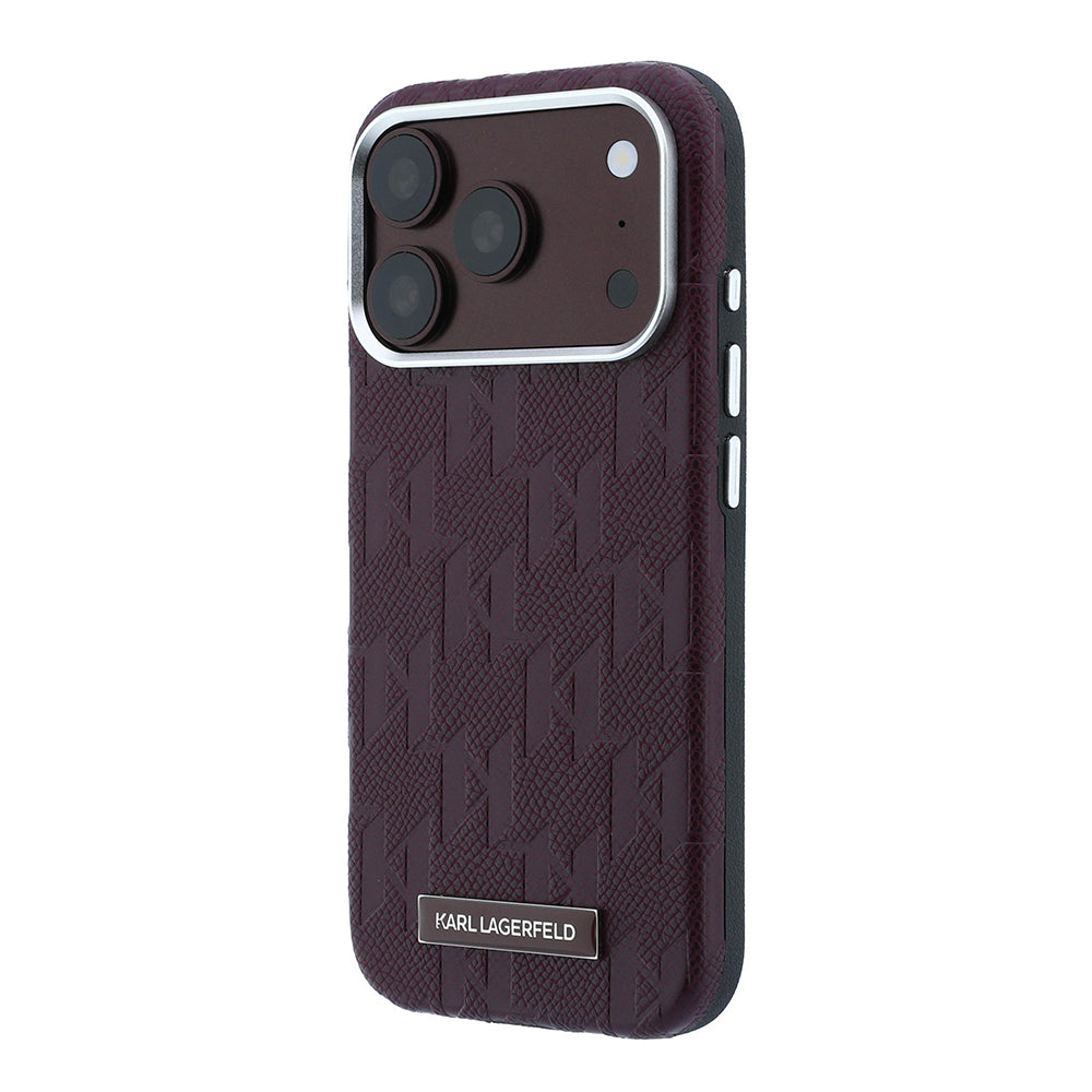 iPhone 18 Pro Kılıf Karl Lagerfeld Orijinal Lisanslı M-safe Şarj Özellikli KL Yazılı Hot Stamp Kılıf