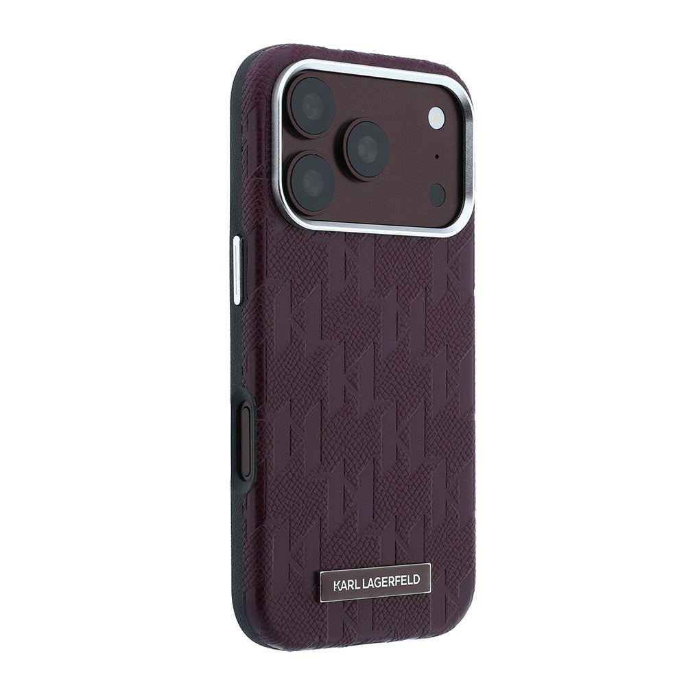 iPhone 18 Pro Kılıf Karl Lagerfeld Orijinal Lisanslı M-safe Şarj Özellikli KL Yazılı Hot Stamp Kılıf