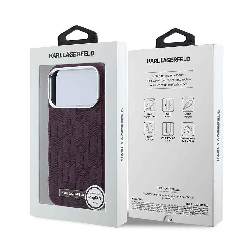 iPhone 18 Pro Kılıf Karl Lagerfeld Orijinal Lisanslı M-safe Şarj Özellikli KL Yazılı Hot Stamp Kılıf