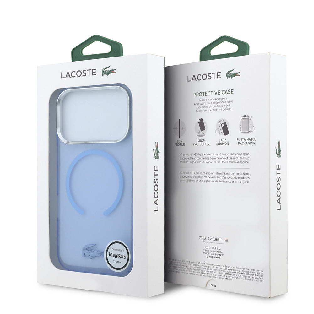 iPhone 18 Pro Kılıf Lacoste Orijinal Lisanslı M-safe C-Magnet İkonik Timsah Logolu IML Frosted Kılıf