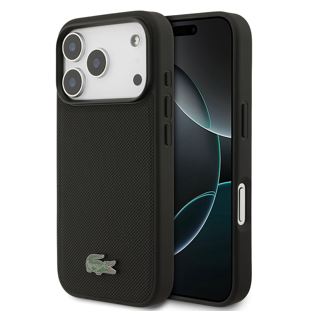 iPhone 18 Pro Kılıf Lacoste Orijinal Lisanslı M-safe Şarj Özellikli PU Pike Desenli Metal Logolu Kılıf