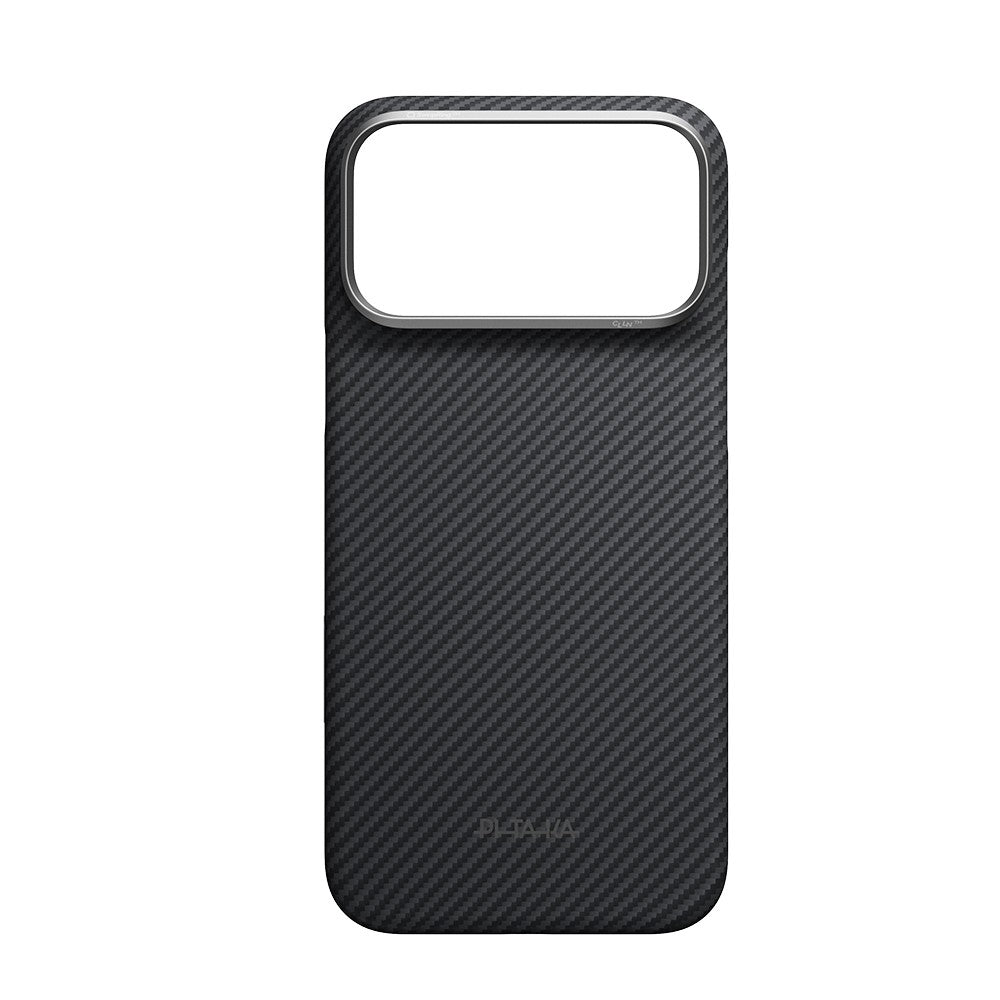 iPhone 18 Pro Kılıf M-safe Şarj Özellikli 1500D Aramid Karbon Fiber Pitaka Ultra-Slim Classic Serisi Black-Grey Twill Kılıf