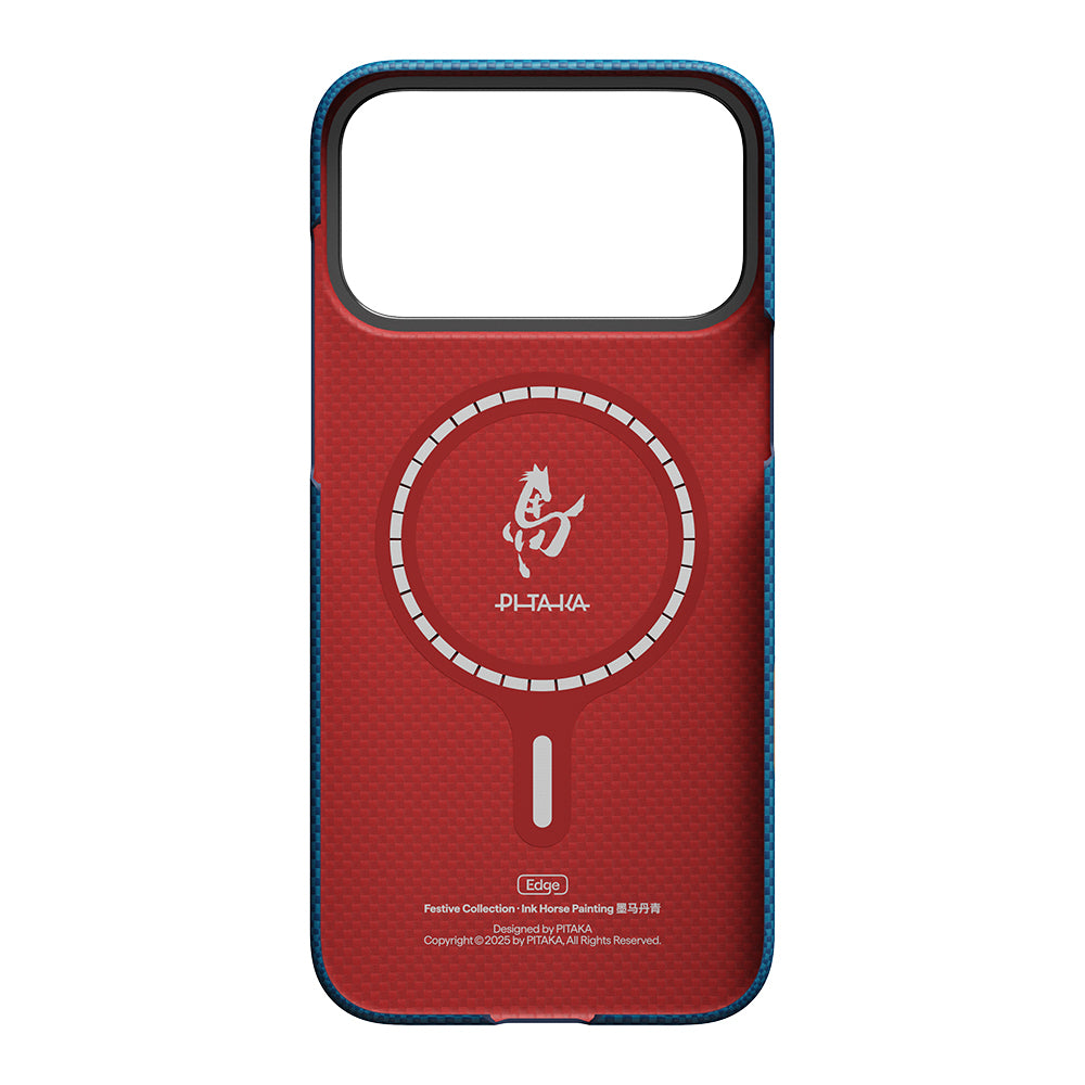 iPhone 18 Pro Kılıf M-safe Şarj Özellikli Aramid Karbon Fiber Pitaka Horse Painting Serisi Kılıf
