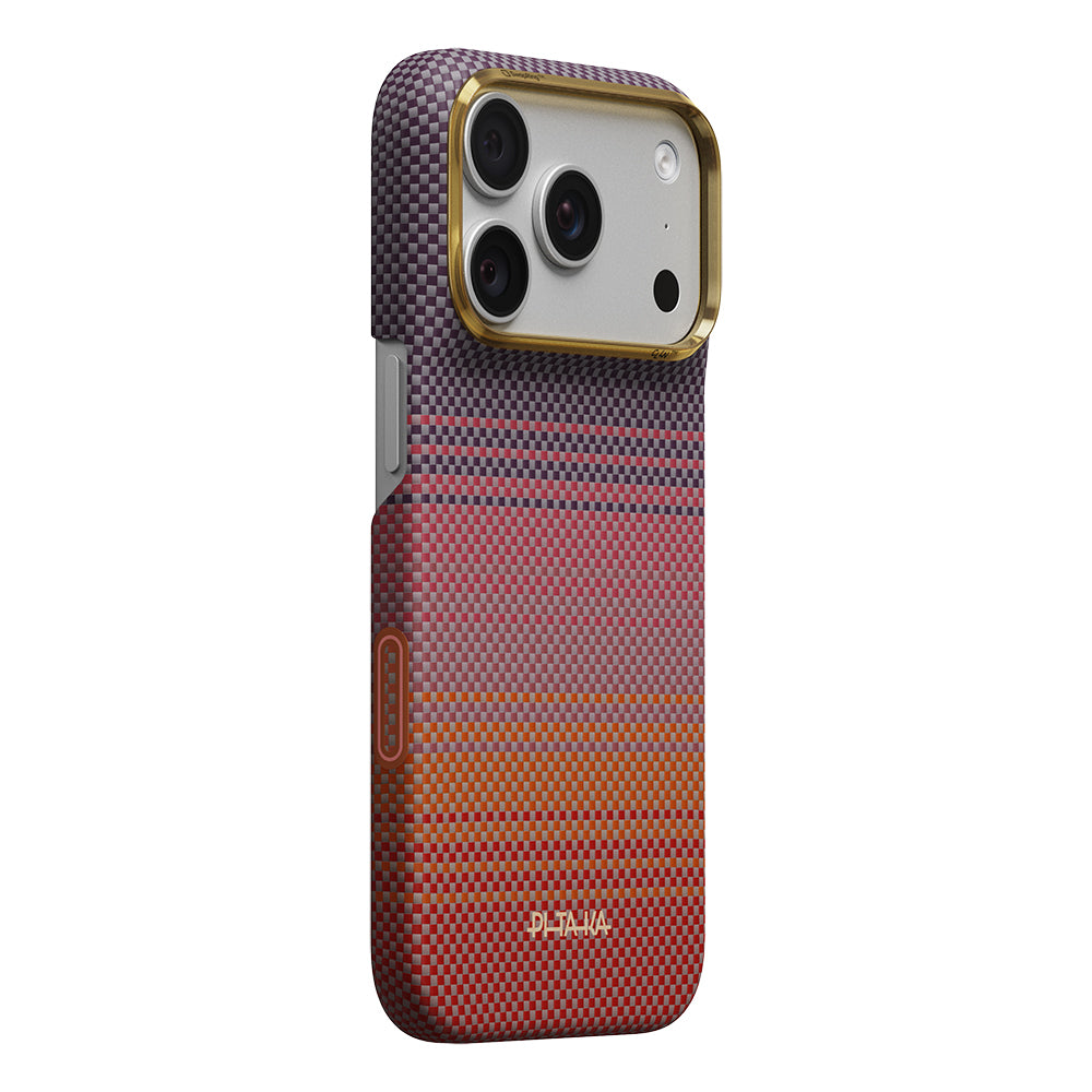 iPhone 18 Pro Kılıf M-safe Şarj Özellikli Aramid Fiber Pitaka Sunset 2.0 California Dream Serisi Kılıf