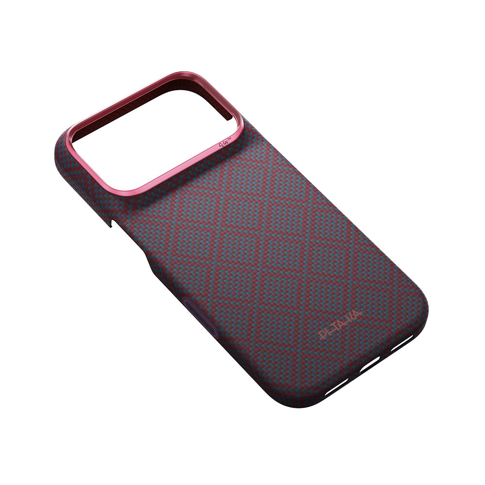 iPhone 18 Pro Kılıf M-safe Şarj Özellikli Aramid Karbon Fiber Pitaka Argyle Serisi Kılıf