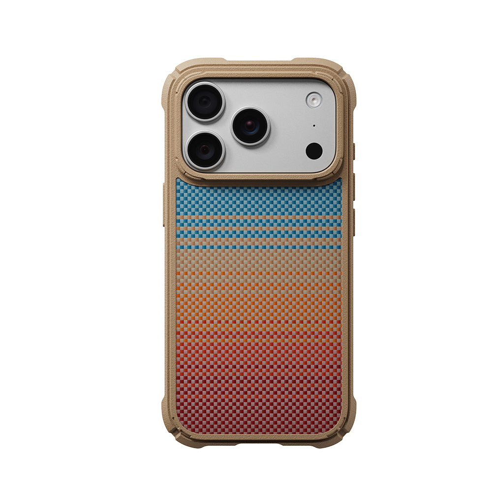 iPhone 18 Pro Kılıf M-safe Şarj Özellikli Aramid Karbon Fiber Pitaka Sunset 2.0 California Dream Serisi Cairn Kılıf