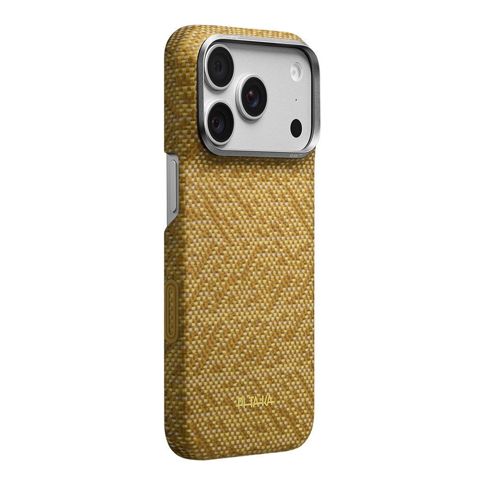 iPhone 18 Pro Kılıf M-safe Şarj Özellikli Aramid Karbon Fiber Pitaka Wind Over Wheat Serisi Kılıf