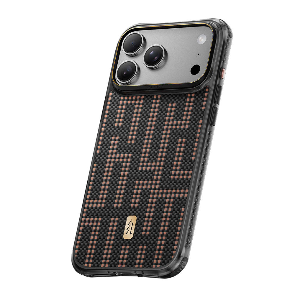 iPhone 18 Pro Kılıf M-safe Şarj Özellikli Raptic Aramid Dual Grid Serisi Karbon Kılıf