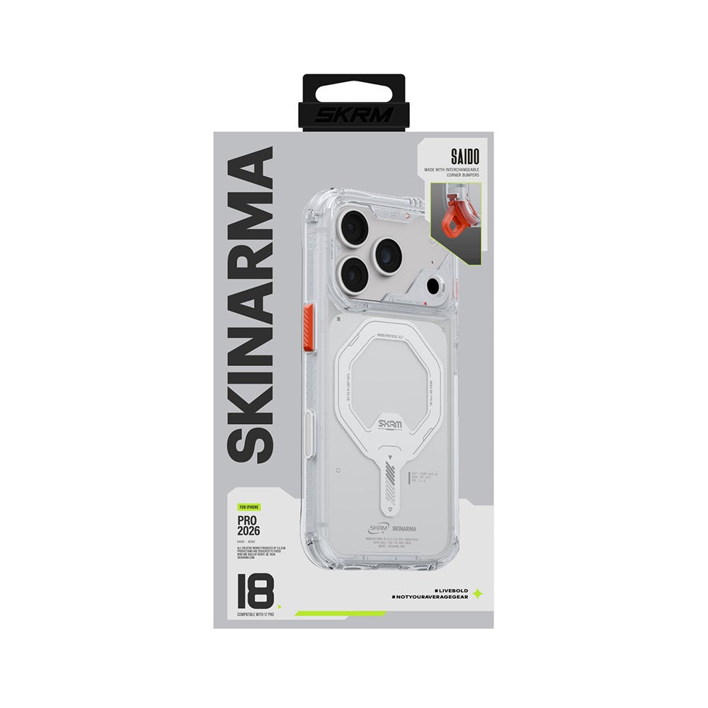 iPhone 18 Pro Kılıf M-safe Şarj Özellikli Şeffaf Airbag Tasarımlı Skinarma Saido Mag-Charge Kılıf